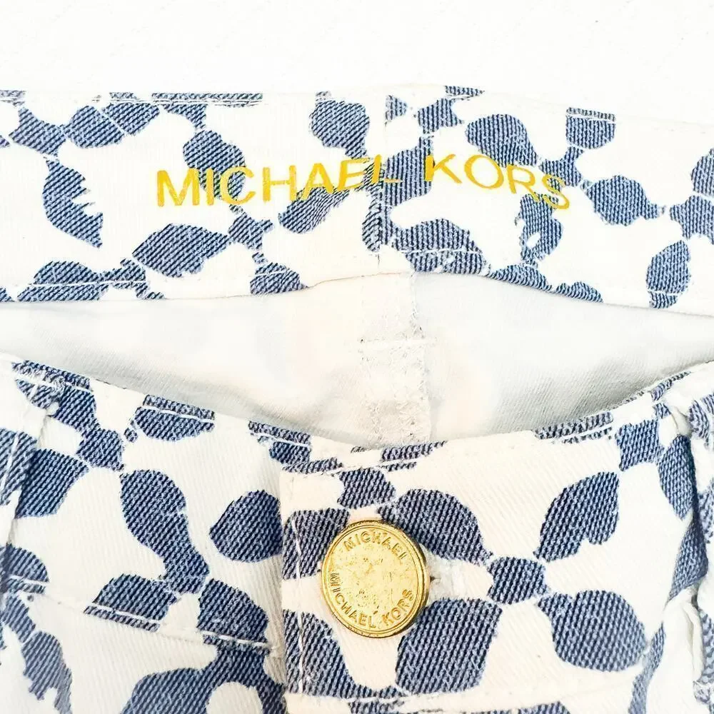 Michael Kors Skinny Jeans Cropped Blue Batik Pattened Denim Size 2